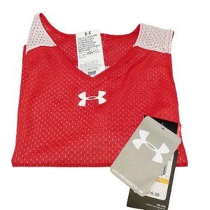 UNDER ARMOUR Boys Basketball Jersey Tank Red White